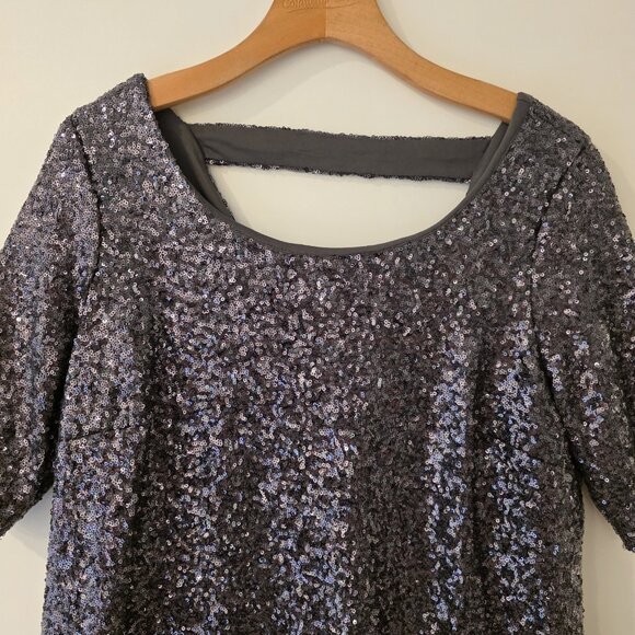 Torrid Dress Womens 00 All Over Sequin Sheath Party Holiday Gray Silver Sz 10 M - Picture 4 of 14